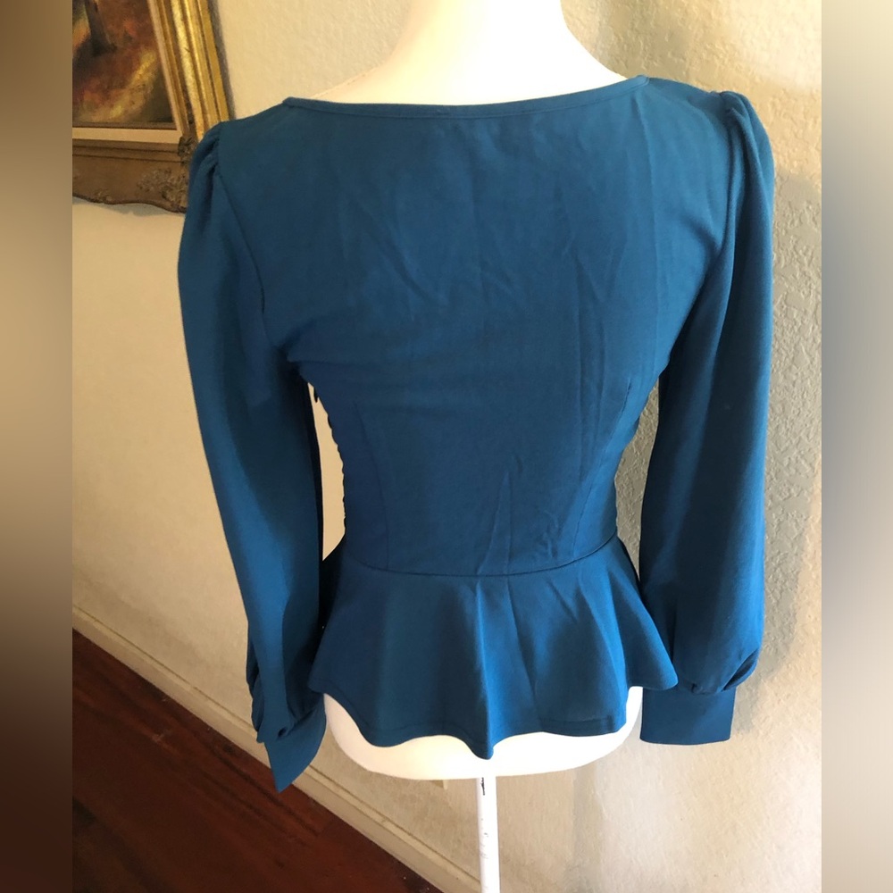 Belle Poque retro ruched peplum top blouse - Picture 4 of 9